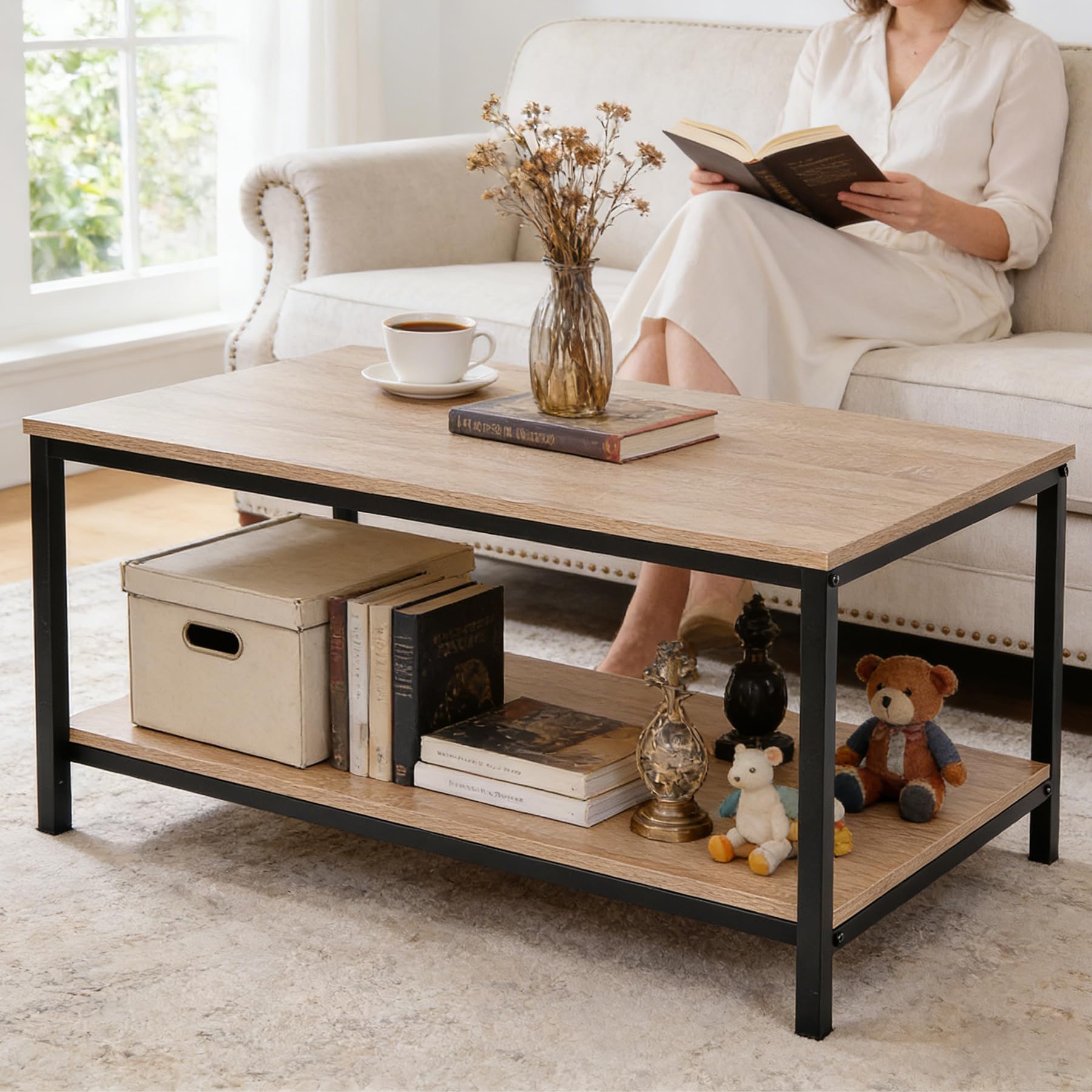 家具 CRITH COFFEE TABLE Amazon.com: Yaheetech Wood 2-Tier Black Coffee Table with Storage